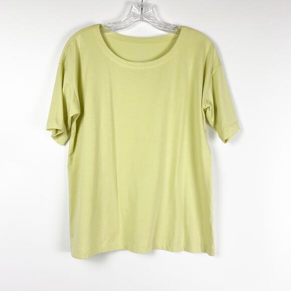 J Jill Luxe Supima Elbow Sleeve Tee Lime Green Soft Crew Neck Womens Size SP - Picture 3 of 10